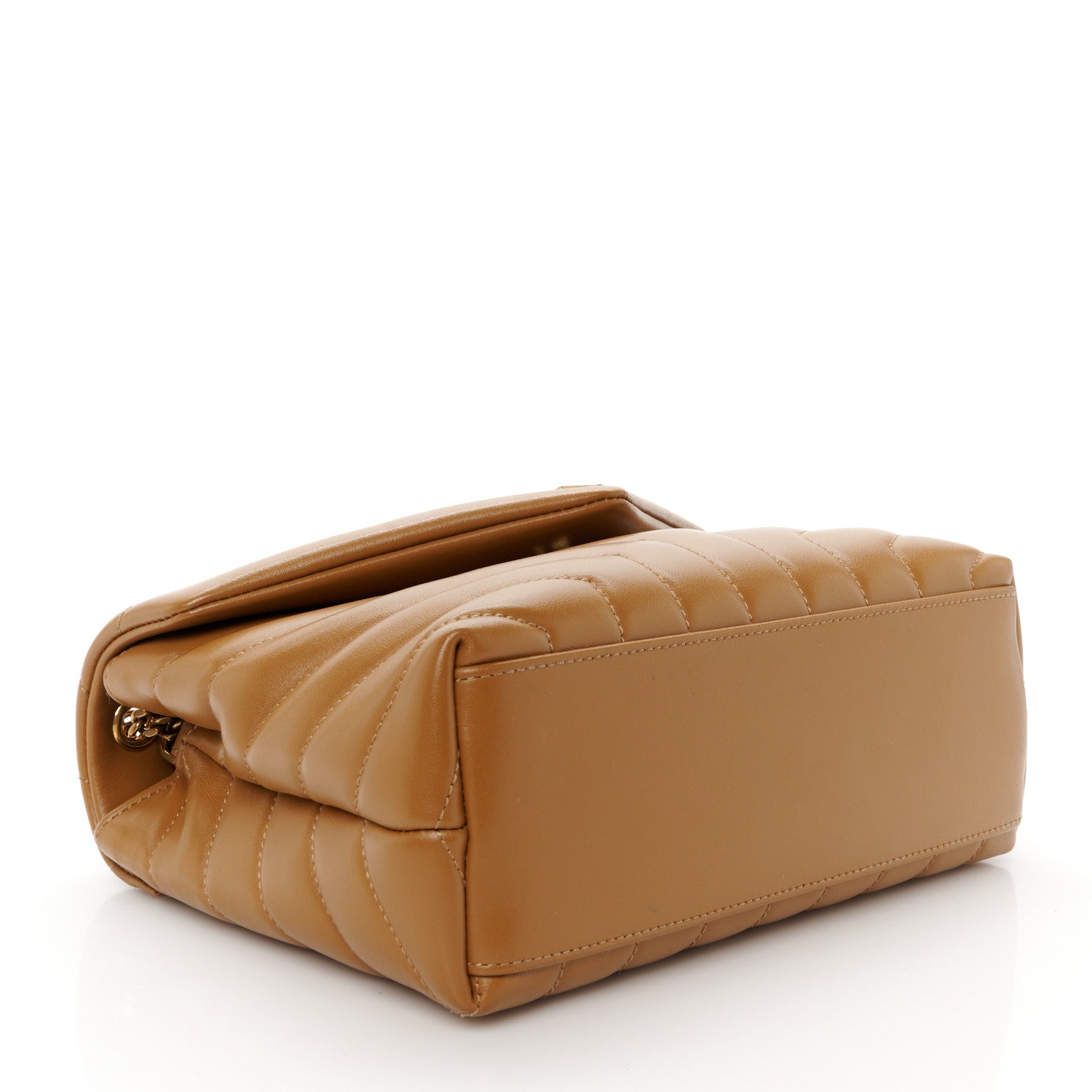 Saint Laurent Calfskin Y Quilted Monogram Small Loulou Chain Satchel Dark Natural 4 of 11