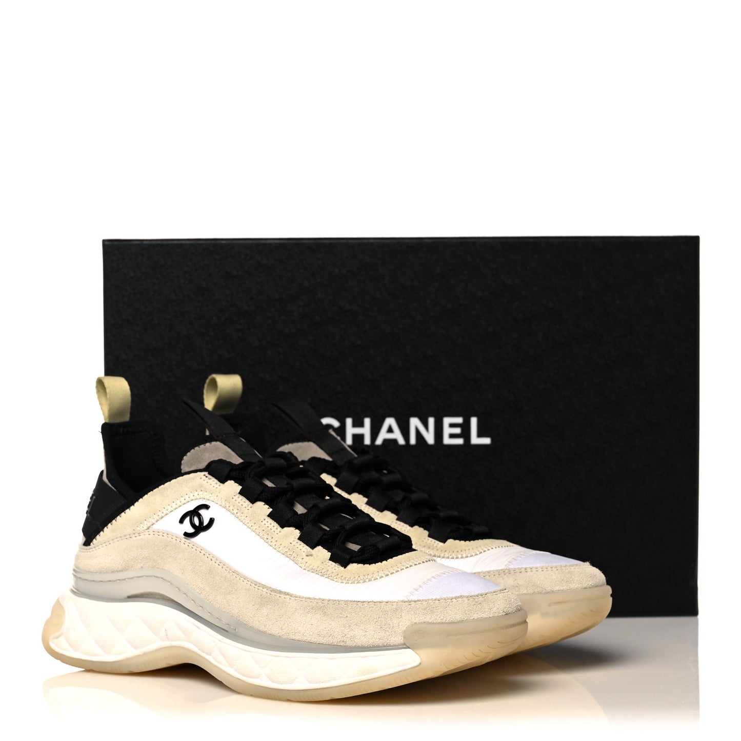 Suede Calfskin Mixed Fibers CC Sneakers 37 Beige