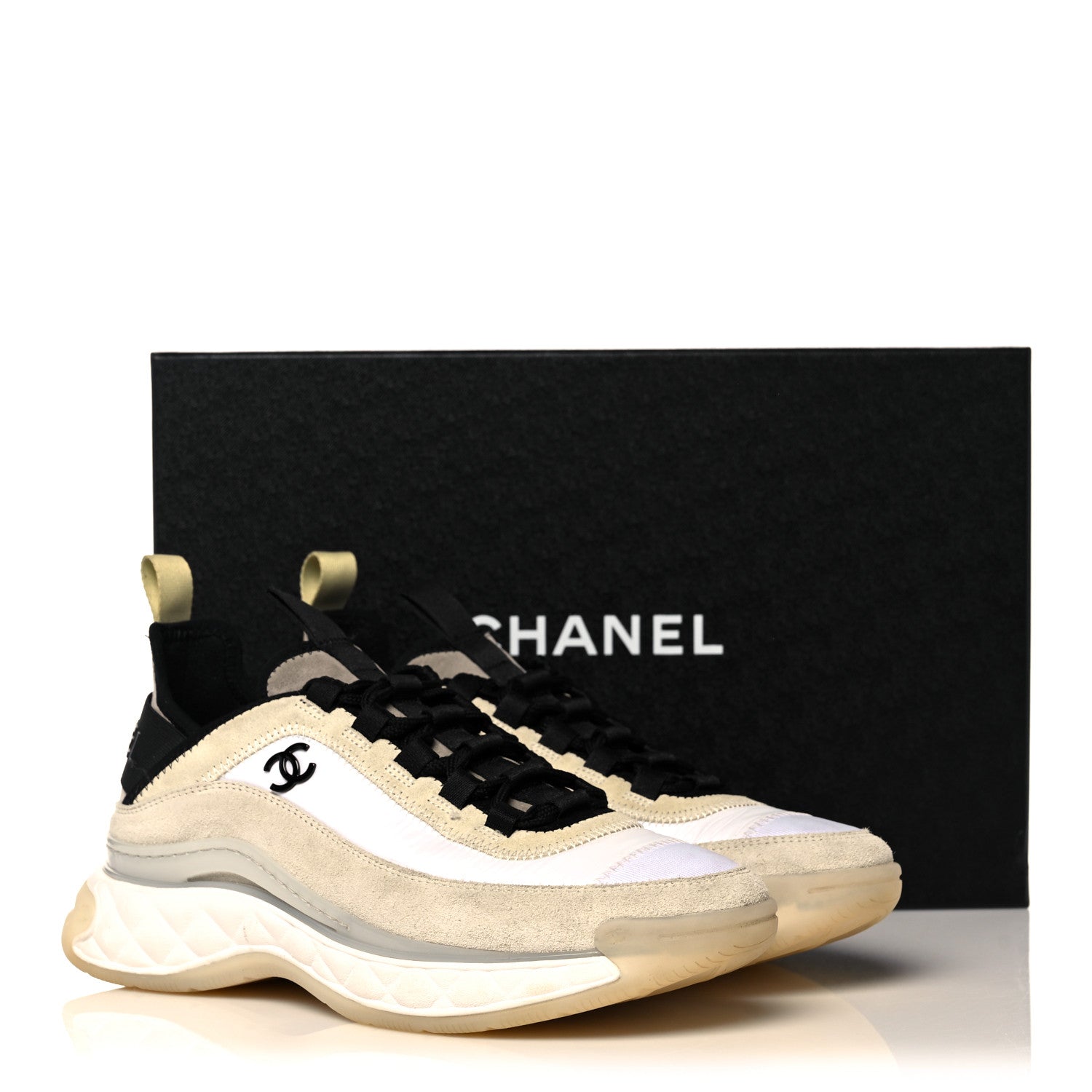 Chanel Suede Calfskin Mixed Fibers CC Sneakers 37 Beige 11 of 11