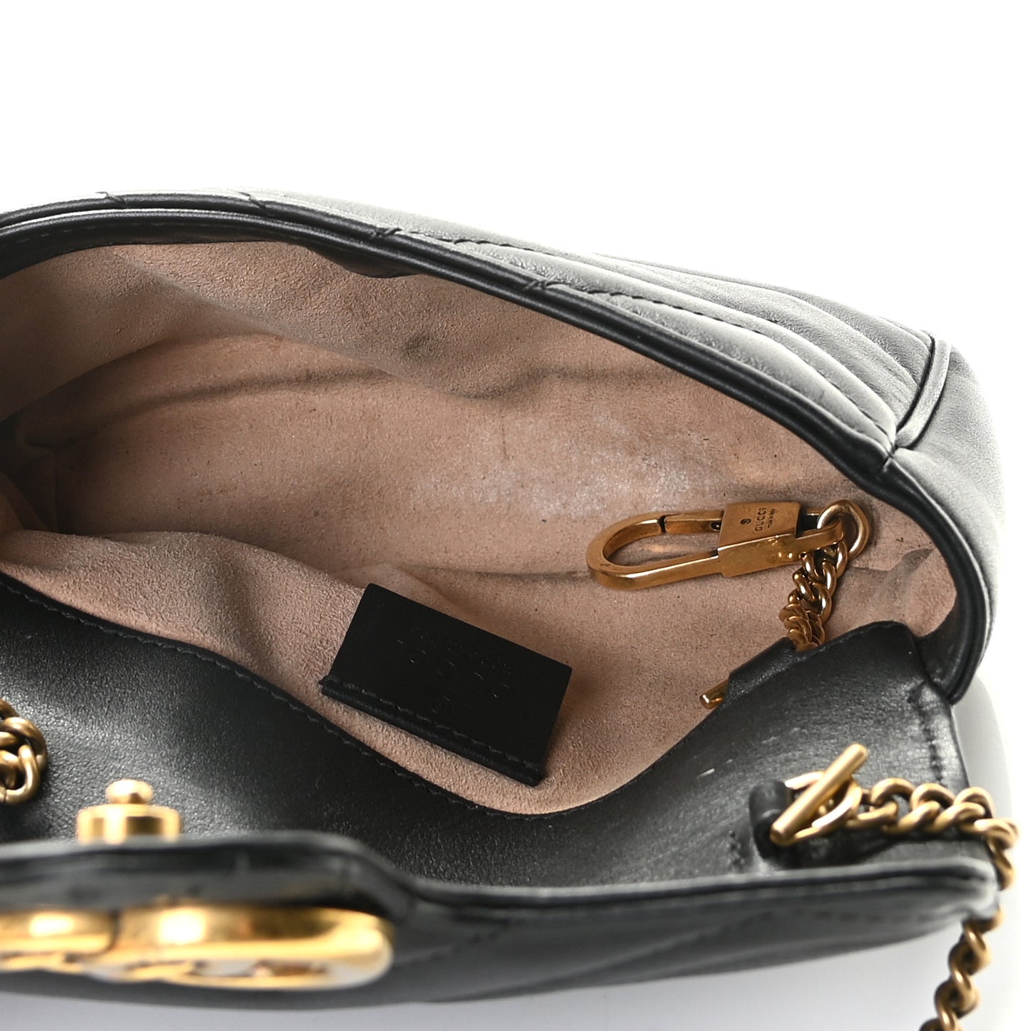 Calfskin Matelasse Super Mini GG Marmont Shoulder Bag Black