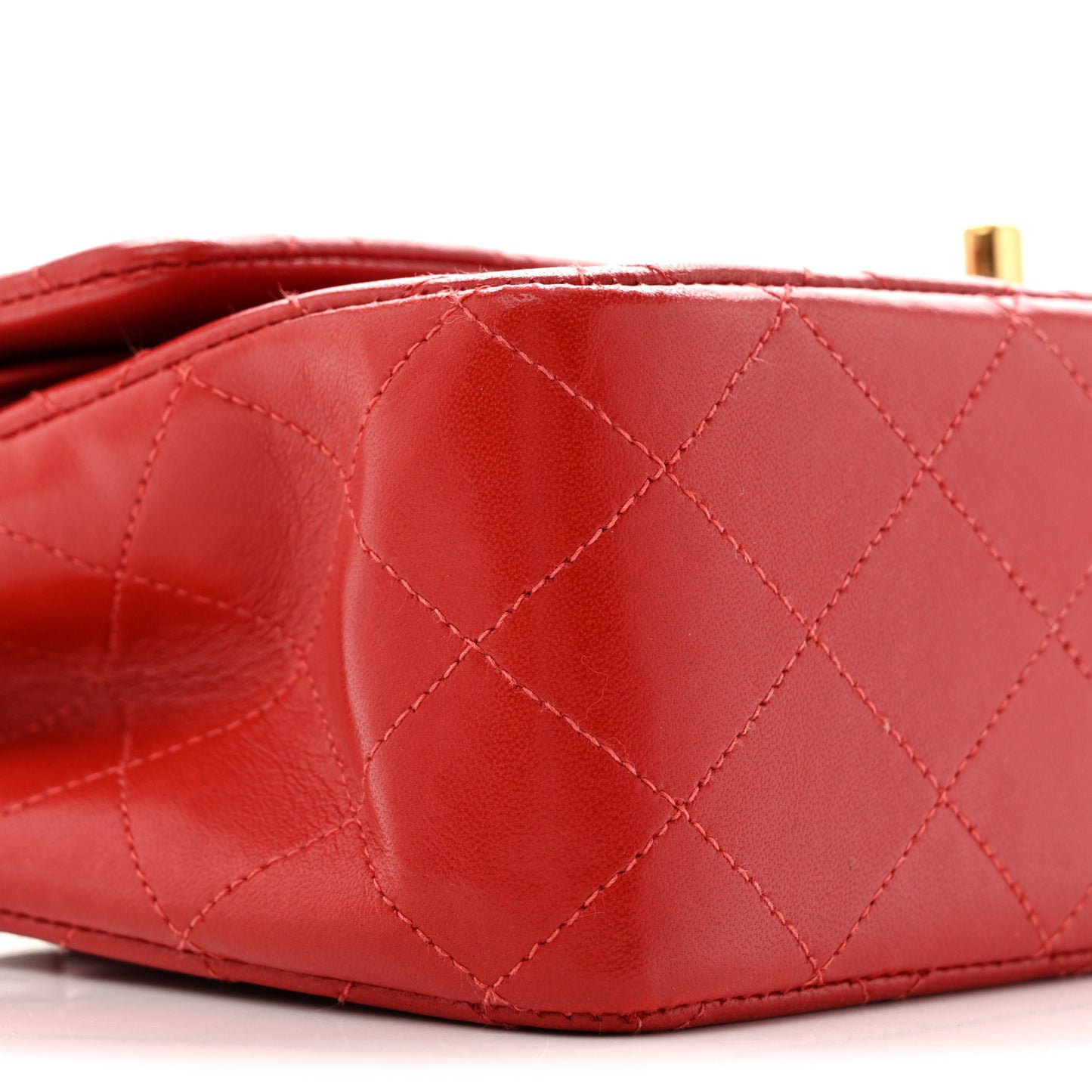 Lambskin Quilted Medium Double Flap Red