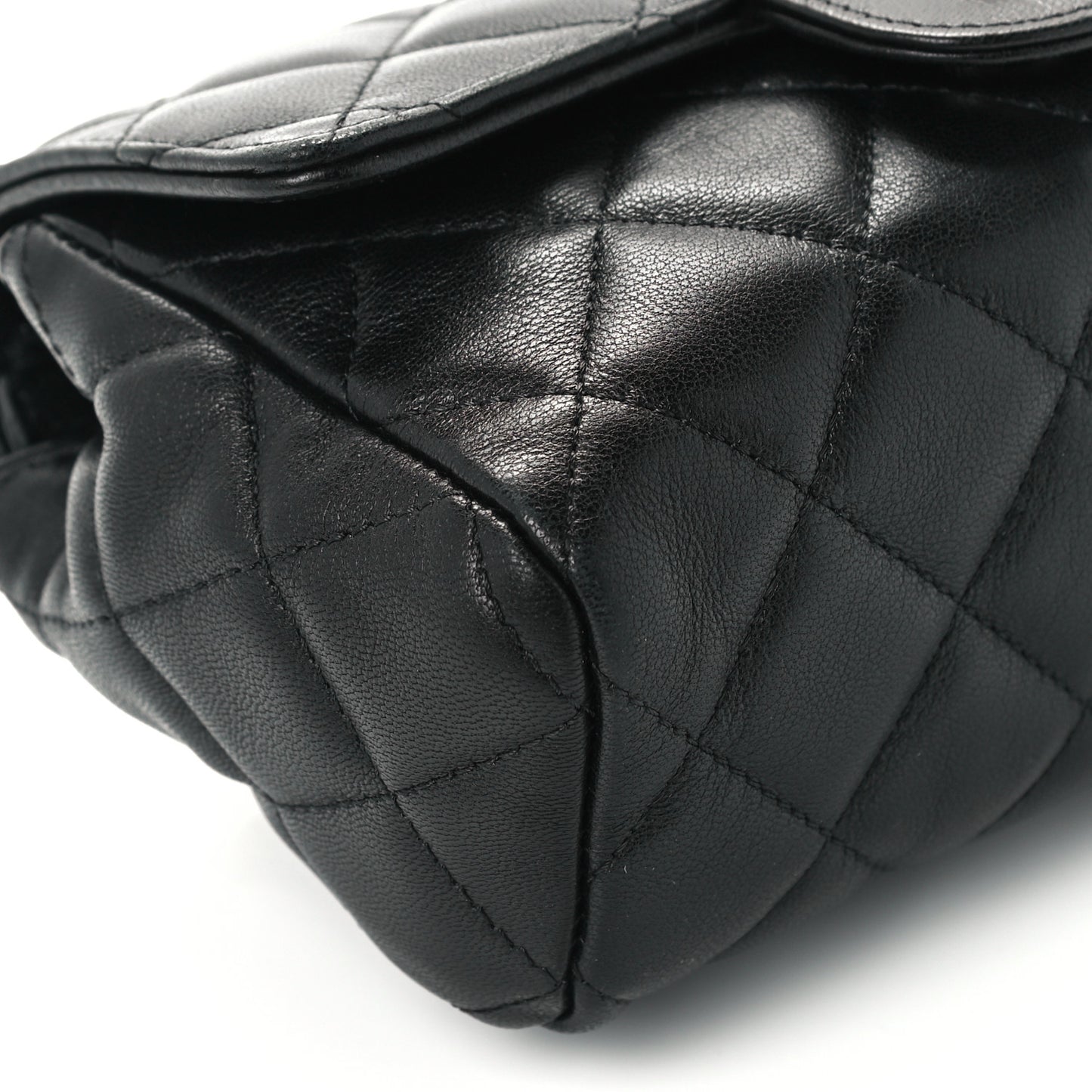 Lambskin Quilted Flap Cosmetic Case Black