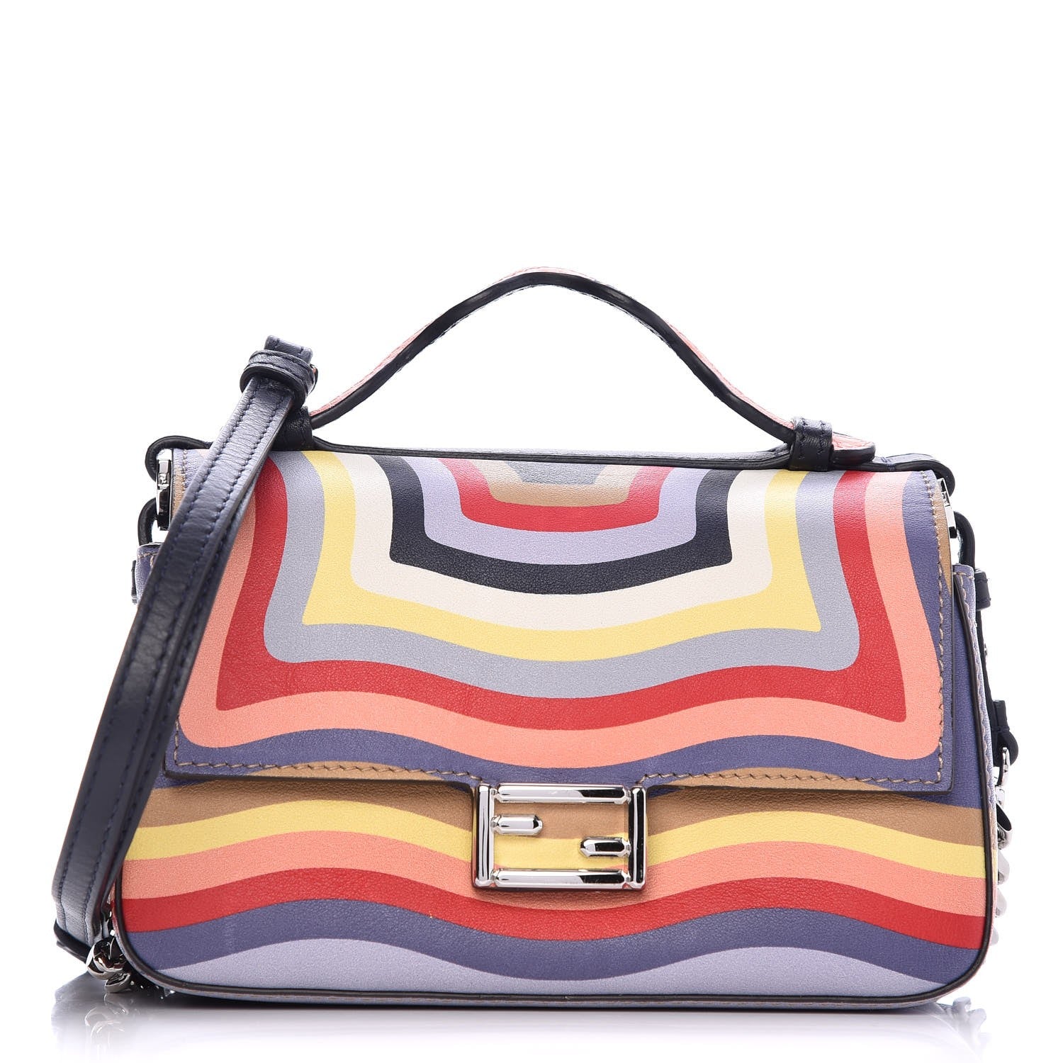 Fendi Vitello Dolce Hypnotic Micro Double Baguette Multicolor Blue Notte 1 of 14