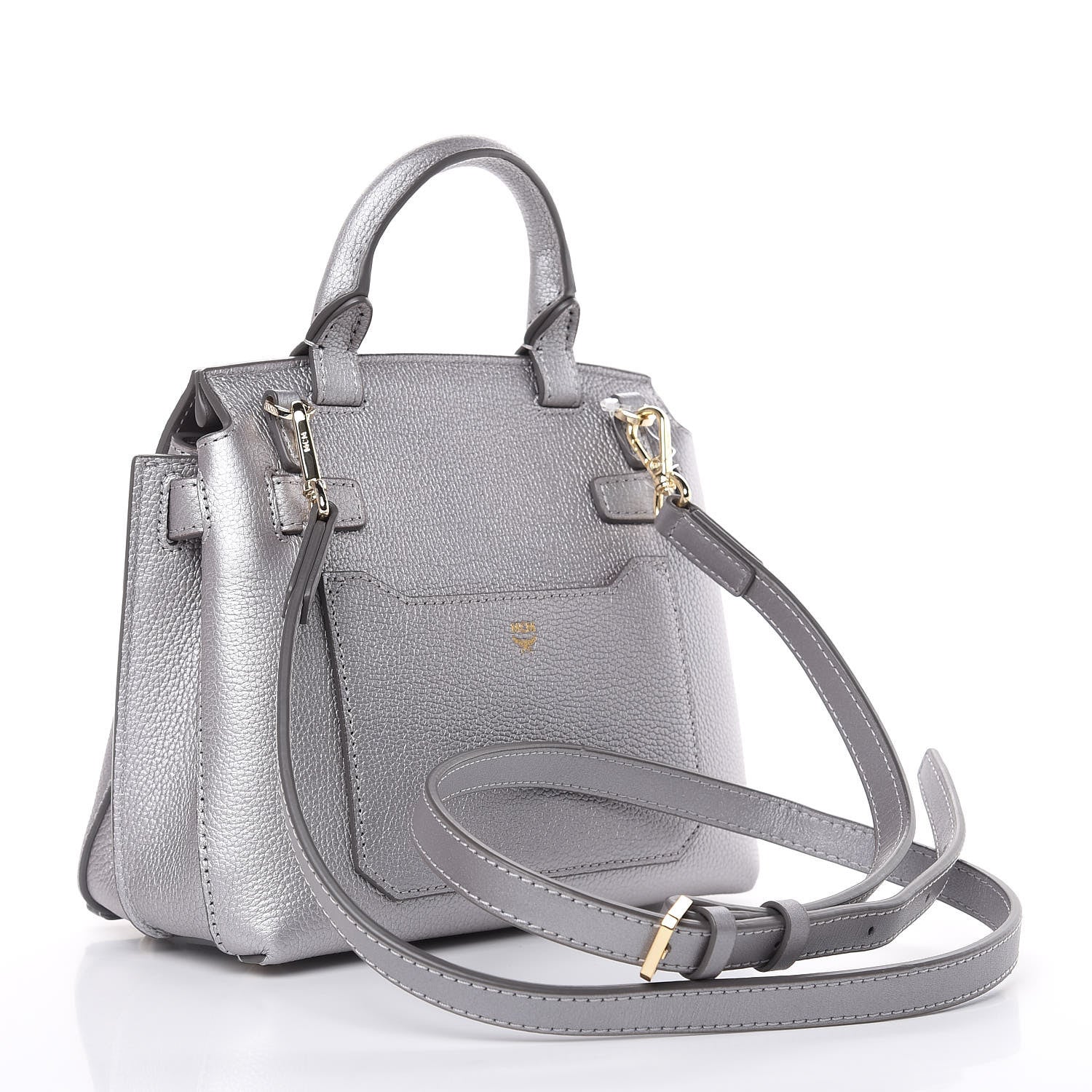 MCM Metallic Grained Calfskin Mini Milla Crossbody Silver 3 of 8