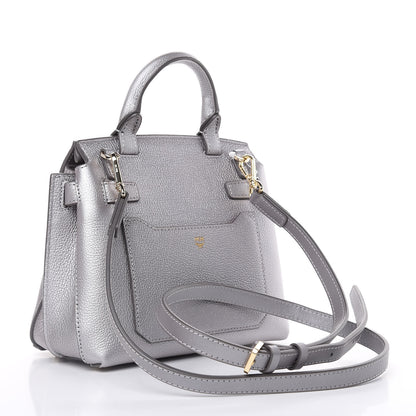 MCM Metallic Grained Calfskin Mini Milla Crossbody Silver 3 of 8