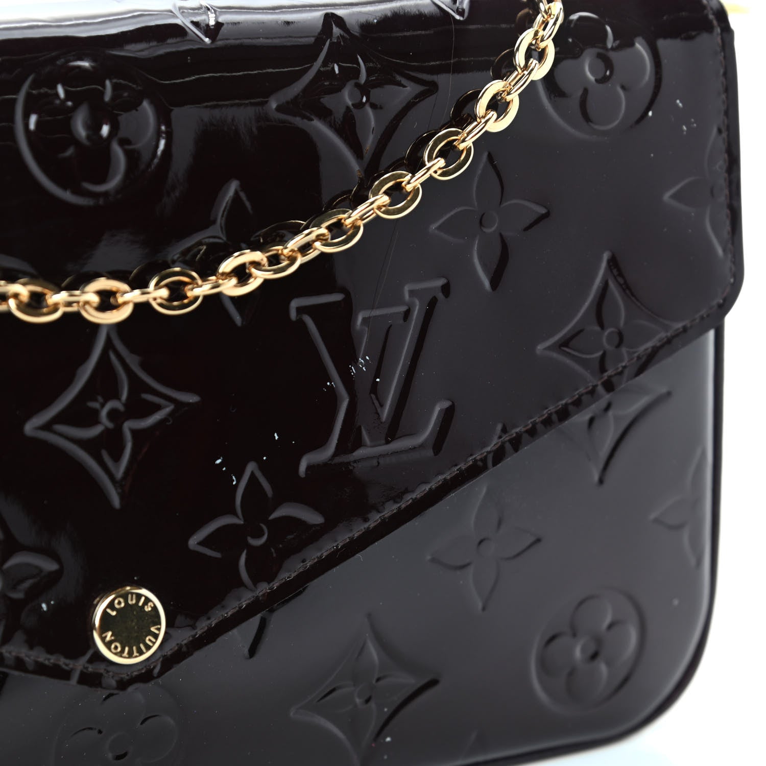 Louis Vuitton Vernis Pochette Felicie Chain Wallet Amarante 12 of 13