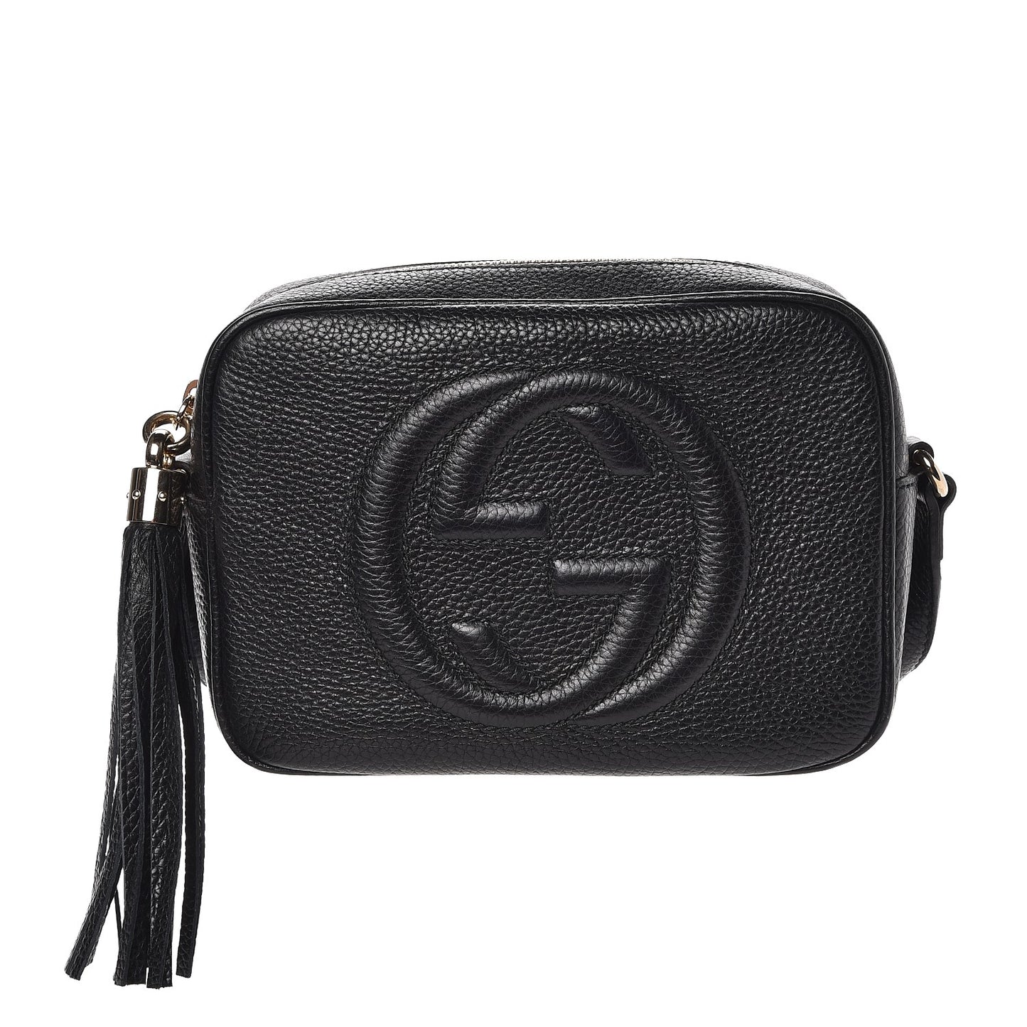 Pebbled Calfskin Small Soho Disco Bag Black