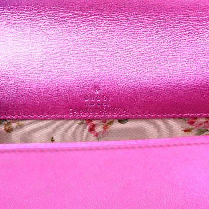 Gucci Metallic Calfskin Matelasse Crystal GG Marmont Mini Bag Fuchsia 5 of 9