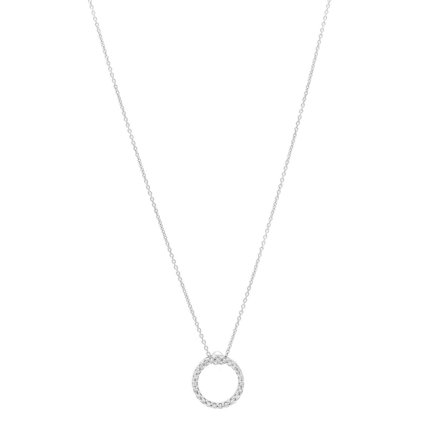 Roberto Coin 18K White Gold Diamond Small Tiny Treasures Circle Pendant Necklace 1 of 6