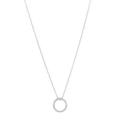 Roberto Coin 18K White Gold Diamond Small Tiny Treasures Circle Pendant Necklace 1 of 6