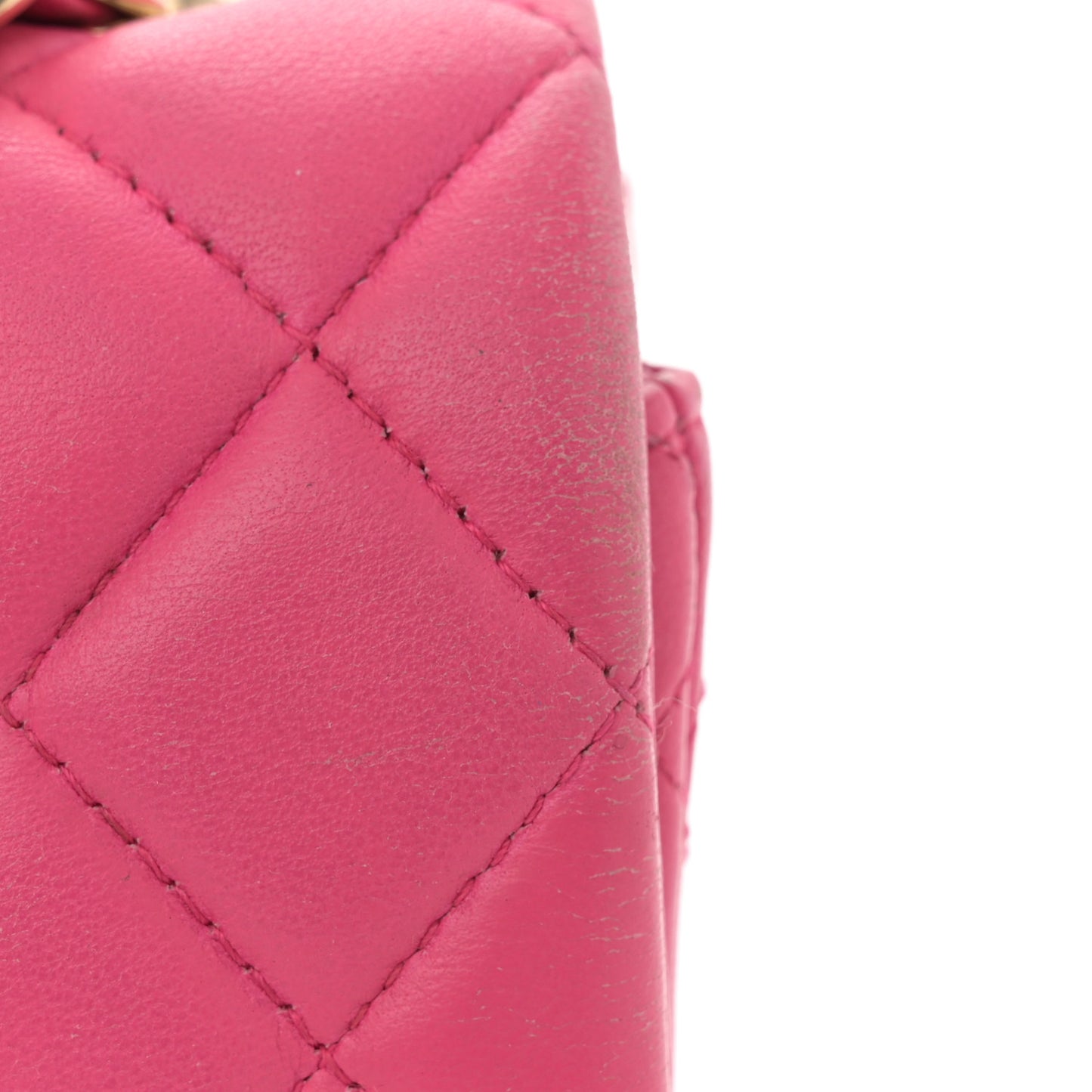 Lambskin Quilted Mini Rectangular Flap Fuchsia