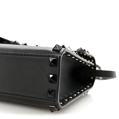 Valentino Garavani Vitello Monochrome Medium Rockstud Flip Lock Crossbody Bag Black 9 of 9