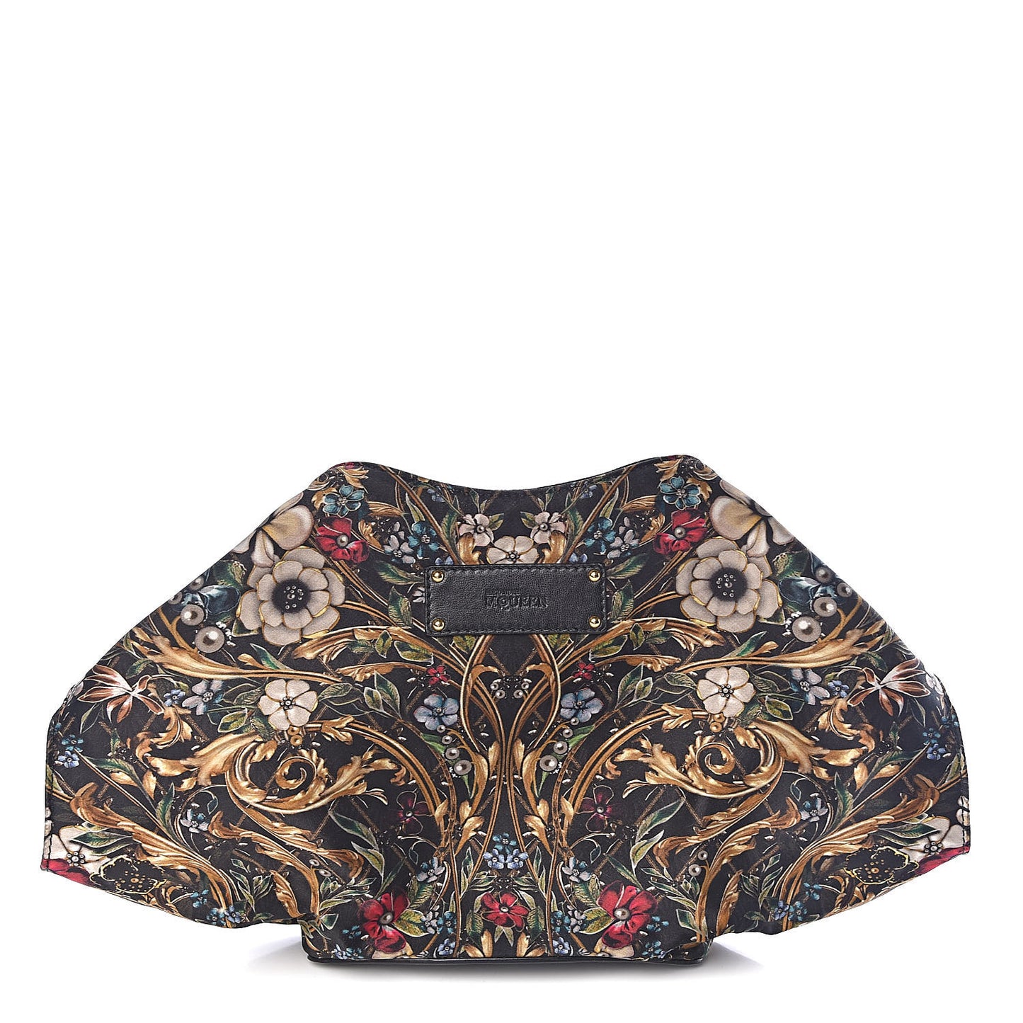 Silk Floral Print De Manta Clutch Black Multicolor