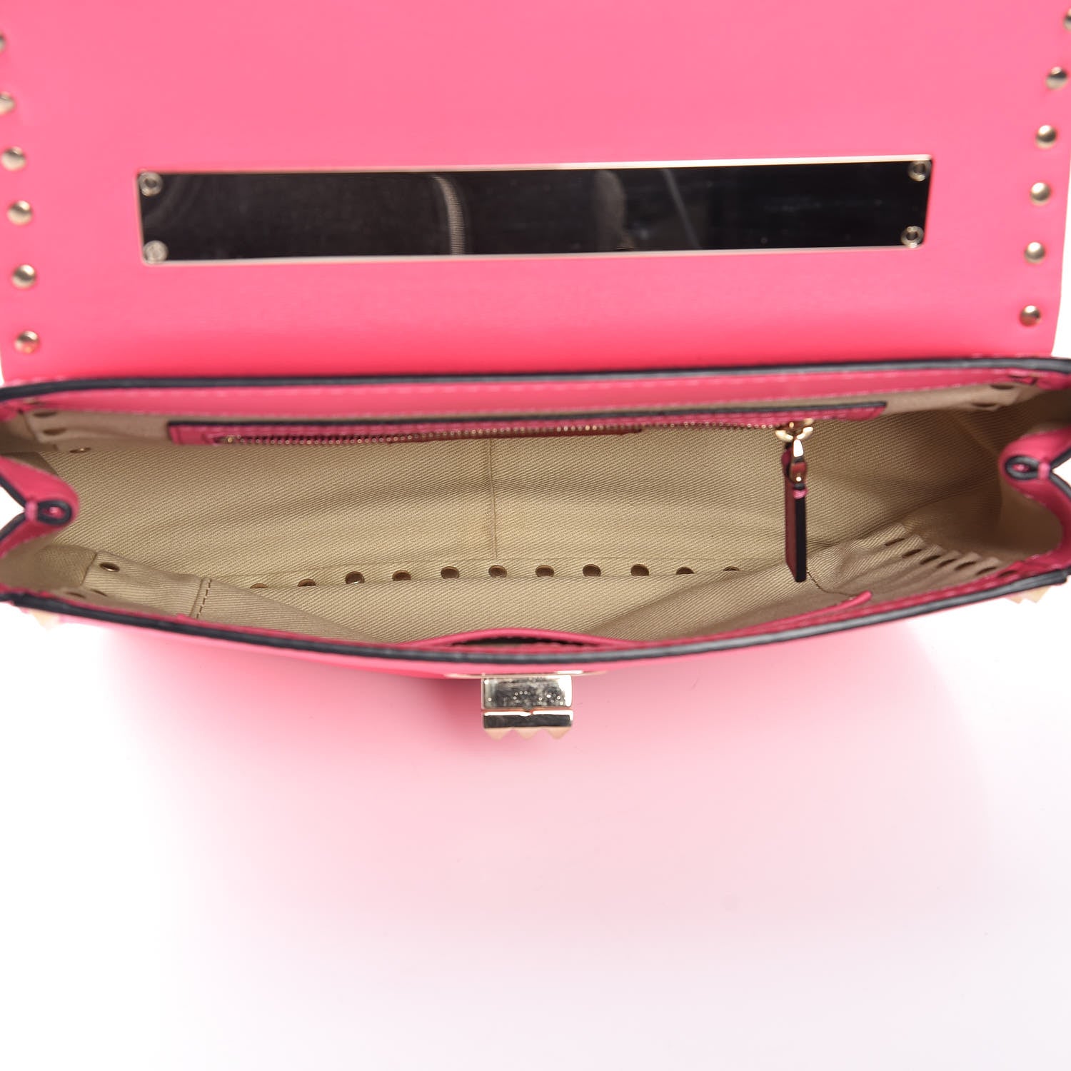Valentino Garavani Vitello Rockstud Chain Strap Shoulder Bag Fuxia Fluo 5 of 12