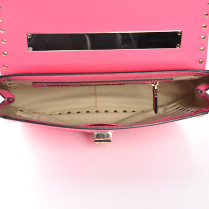 Valentino Garavani Vitello Rockstud Chain Strap Shoulder Bag Fuxia Fluo 5 of 12