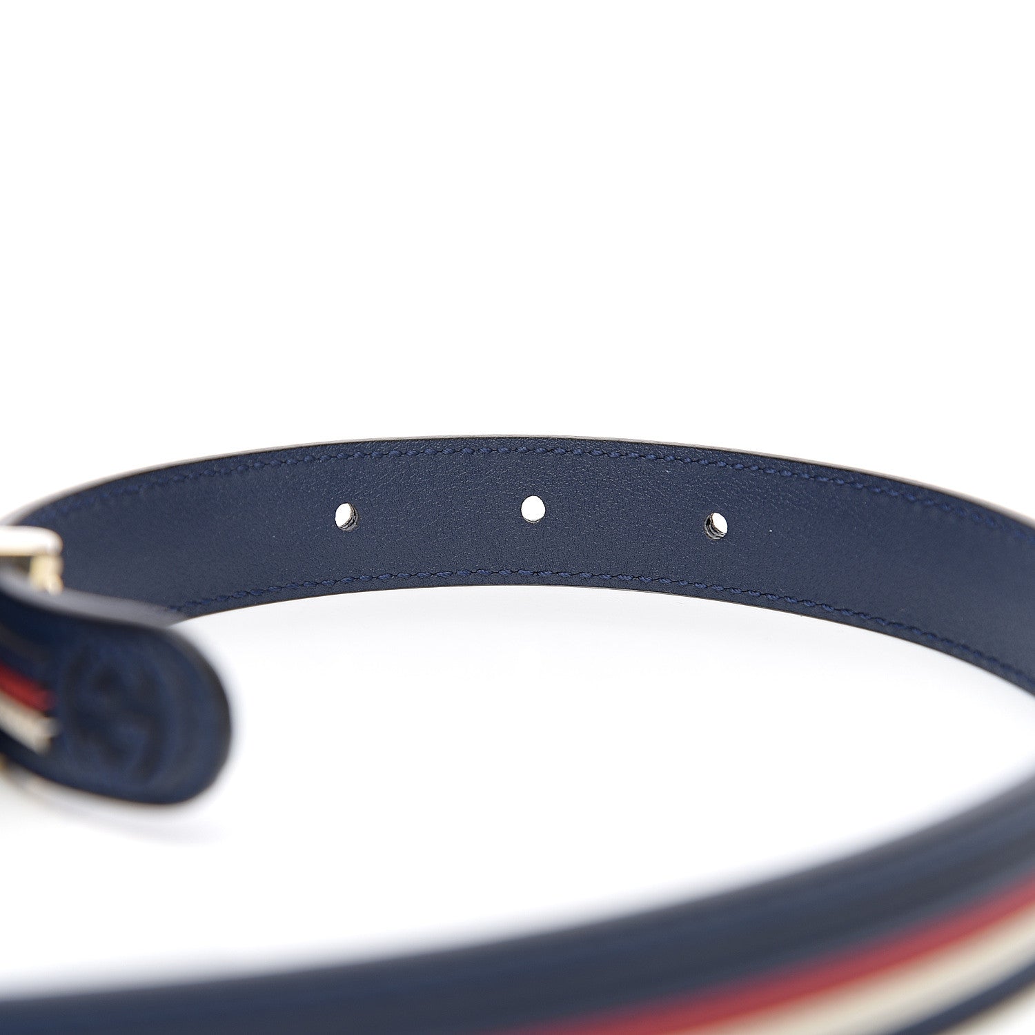 Gucci Calfskin Sylvie Stripe Torchon Double G 20mm Belt 90 36 Maritime Hibiscus Red Mystic White 5 of 5