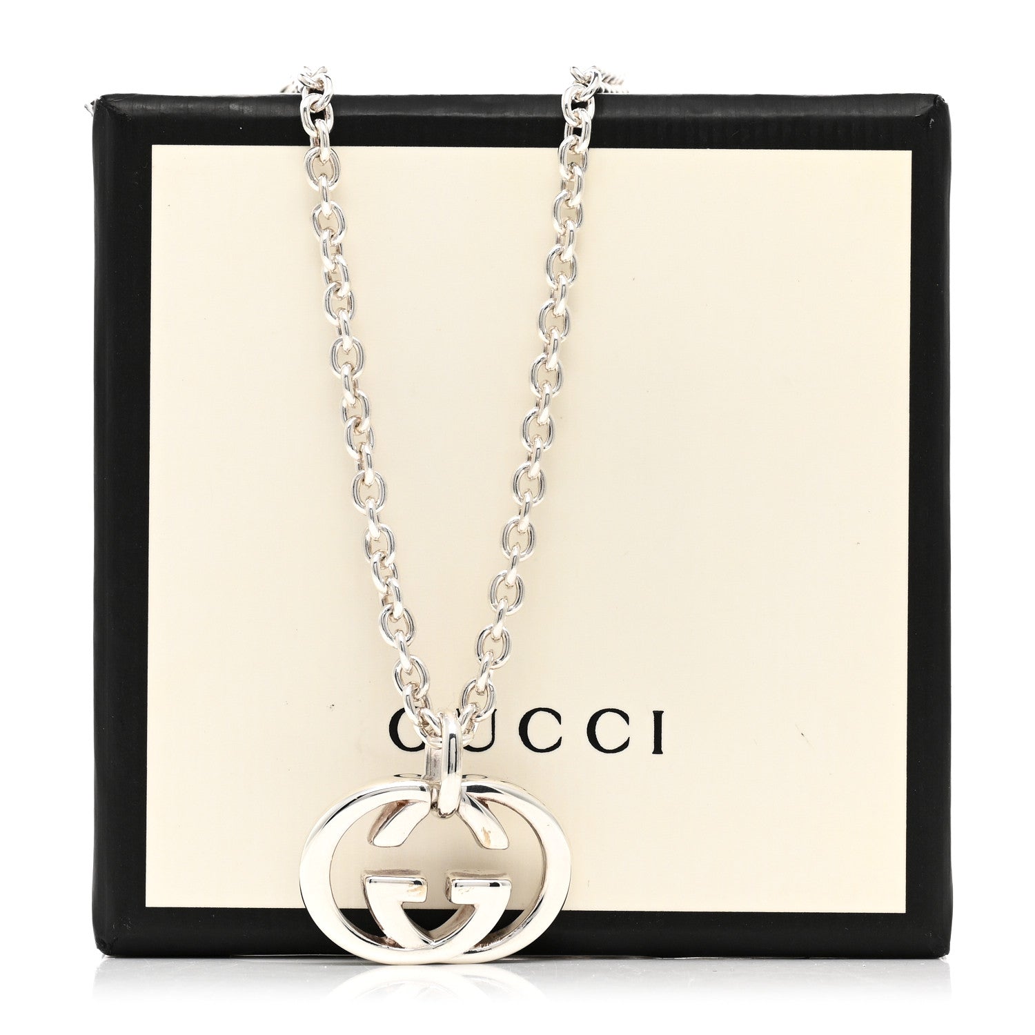Gucci Sterling Silver Britt Interlocking GG Pendant Necklace 5 of 5