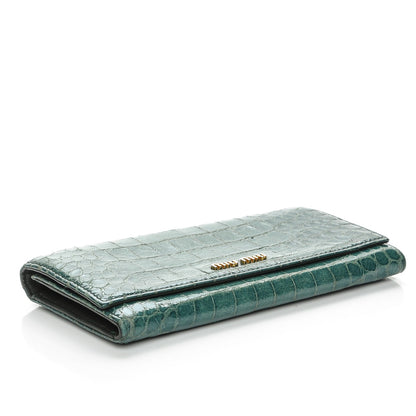 Miu Miu Patent Crocodile Embossed Continental Flap Wallet Green 4 of 10