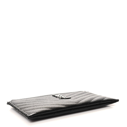 Saint Laurent Grain De Poudre Chevron Monogram Bill Pouch Black 4 of 8