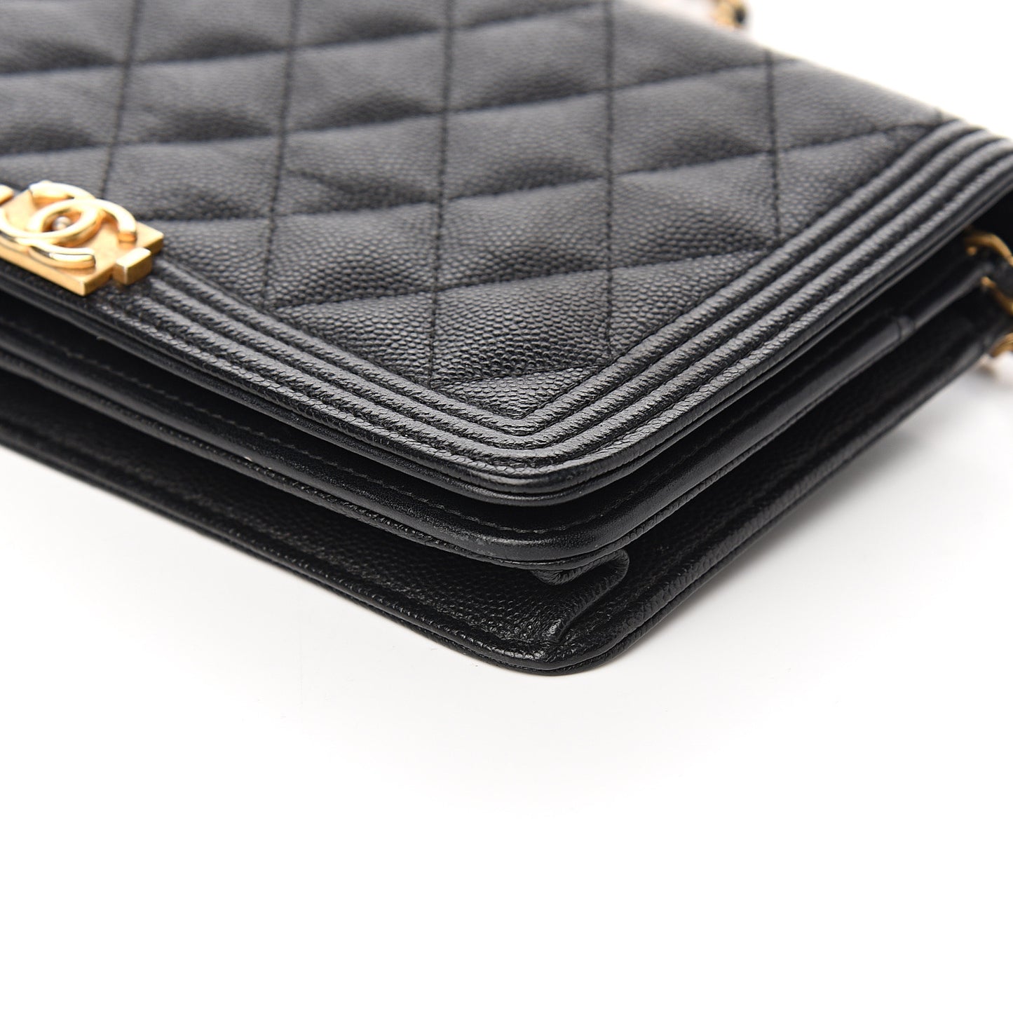 Caviar Quilted Boy Wallet On Chain WOC Black