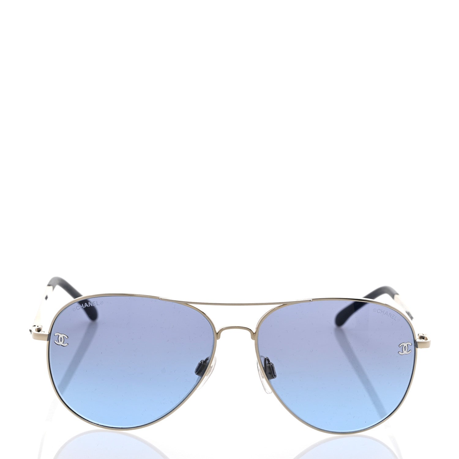 Chanel Metal Pilot Aviator CC Sunglasses 4189-T-Q Silver 2 of 8