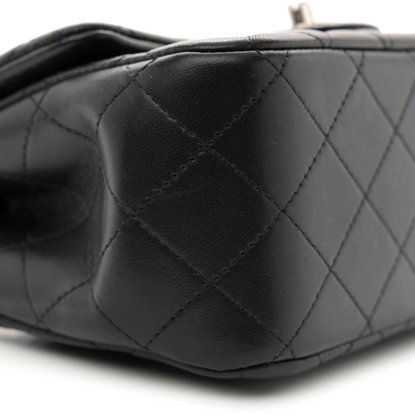 Lambskin Quilted Mini Square Flap Black