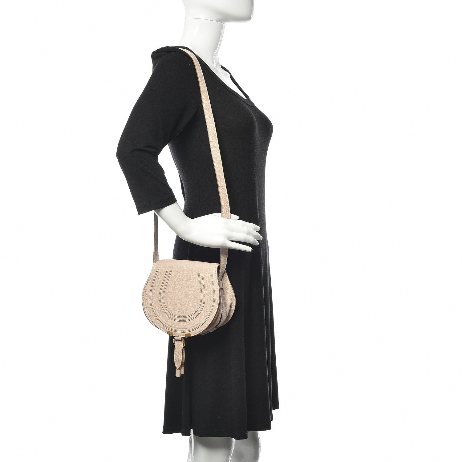 Chloe Calfskin Mini Marcie Round Crossbody Bag Abstract White 2 of 10