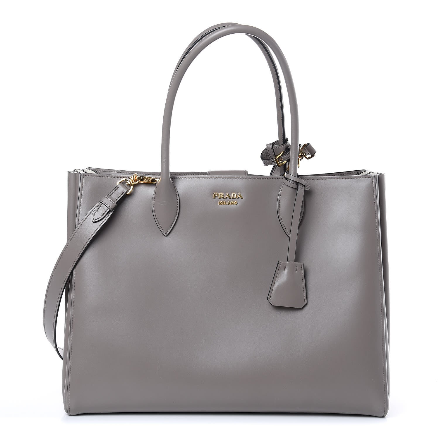 Prada City Calfskin Bibliotheque XL Tote Argilla Talco 1 of 9