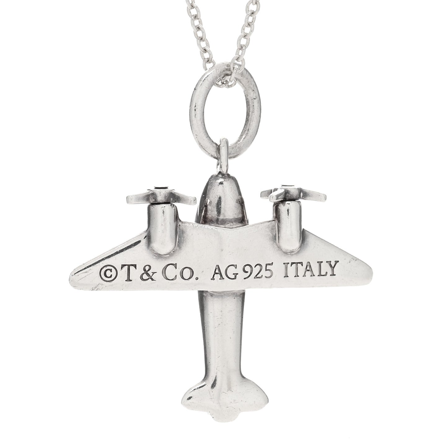 Sterling Silver Airplane Pendant Necklace