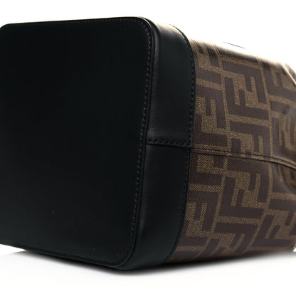 Fendi Glazed Fabric Vitello Grace F is Fendi FF 1974 Stamp Patch Grande Mon Tresor Bucket Bag Mogano Panna Black 10 of 10