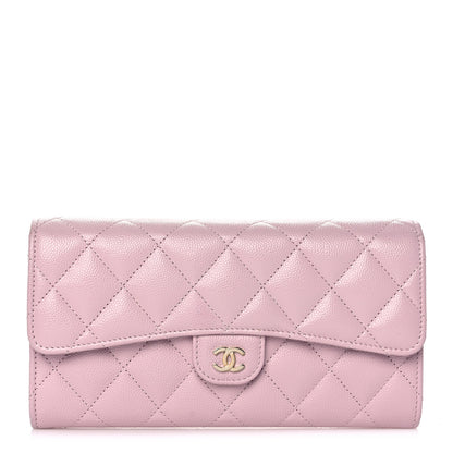 Chanel Caviar Quilted Large Gusset Flap Wallet Light Pink 1 of 10