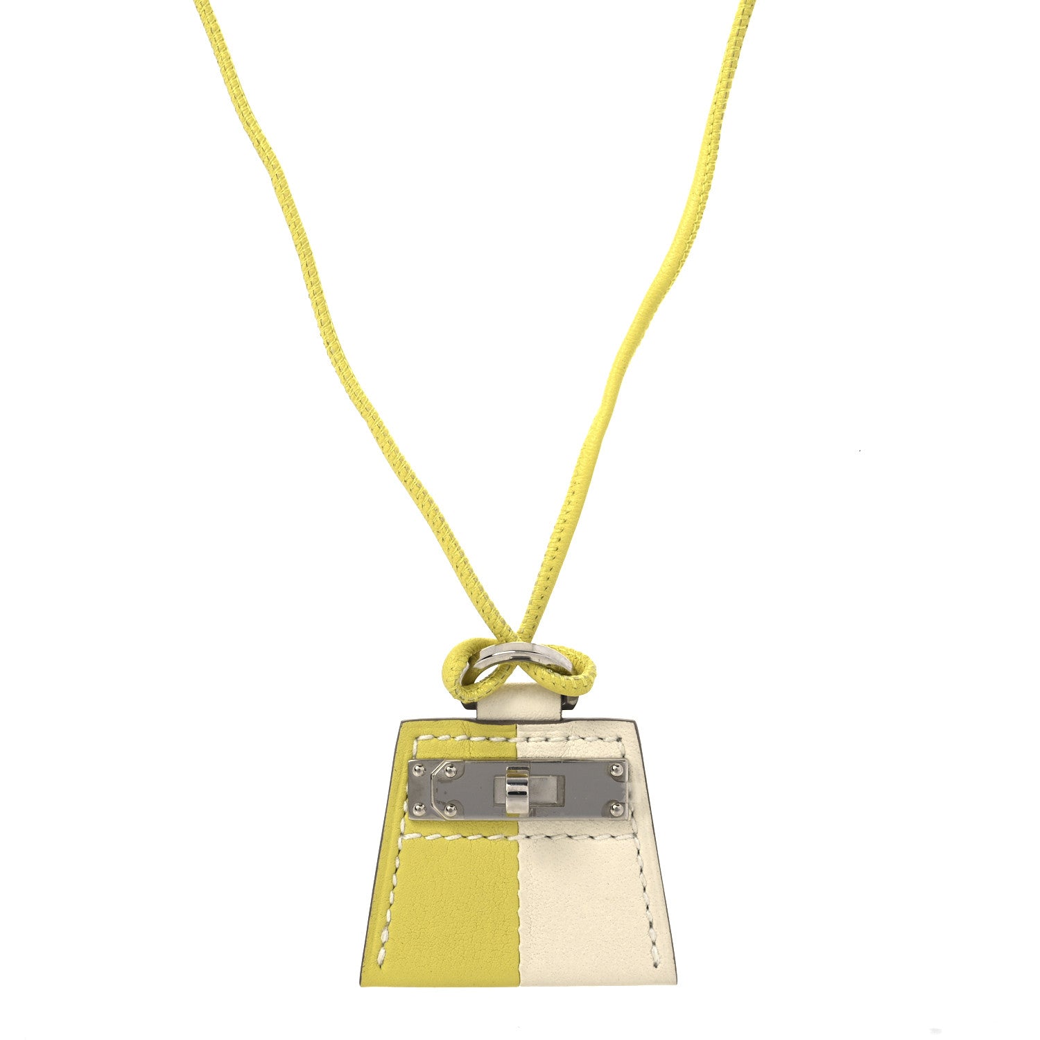 Hermes Swift Monpetit Small Kelly Pendant Necklace Nata Lime 4 of 5