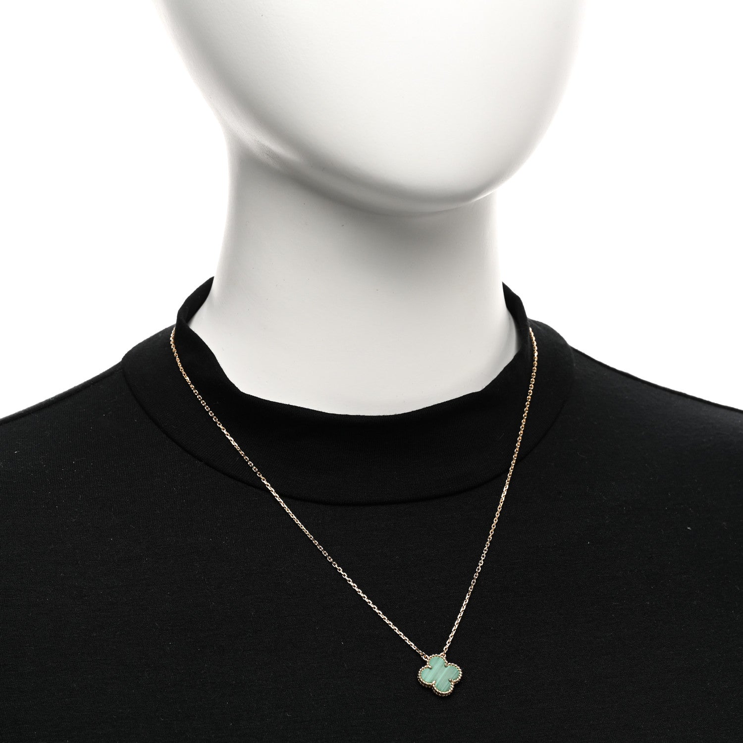 Van Cleef & Arpels 18K Yellow Gold Malachite Vintage Alhambra Pendant Necklace 2 of 5