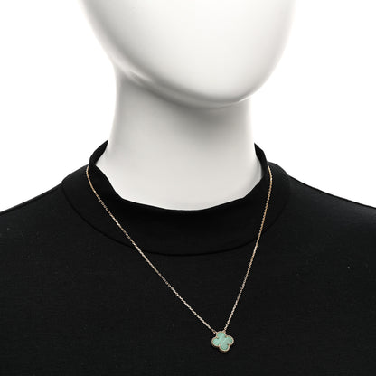 Van Cleef & Arpels 18K Yellow Gold Malachite Vintage Alhambra Pendant Necklace 2 of 5
