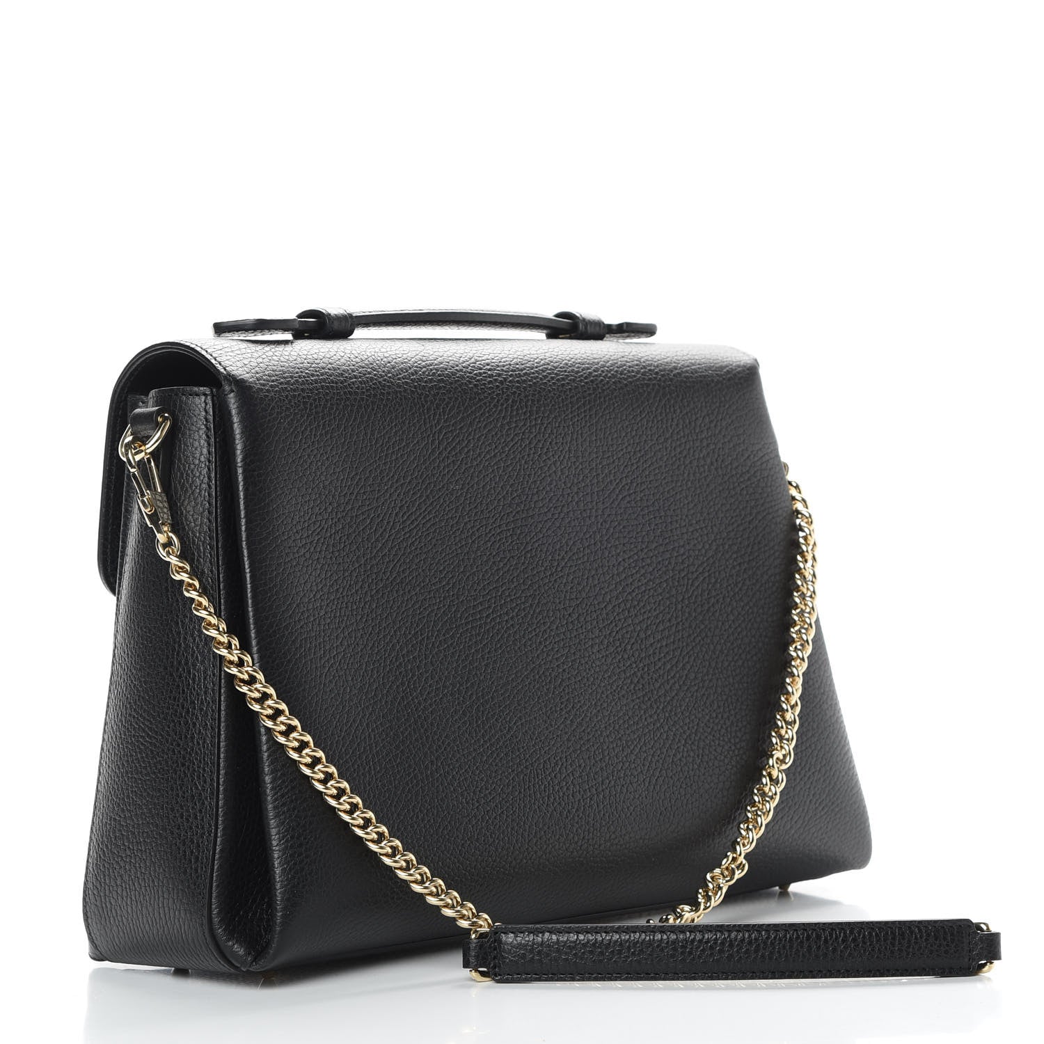 Gucci Dollar Calfskin Medium Interlocking G Top Handle Shoulder Bag Black 3 of 14