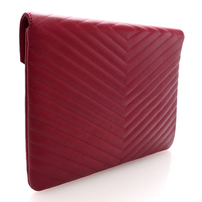 Chanel Calfskin Chevron Quilted Small Envelope Clutch Dark Pink 3 of 8