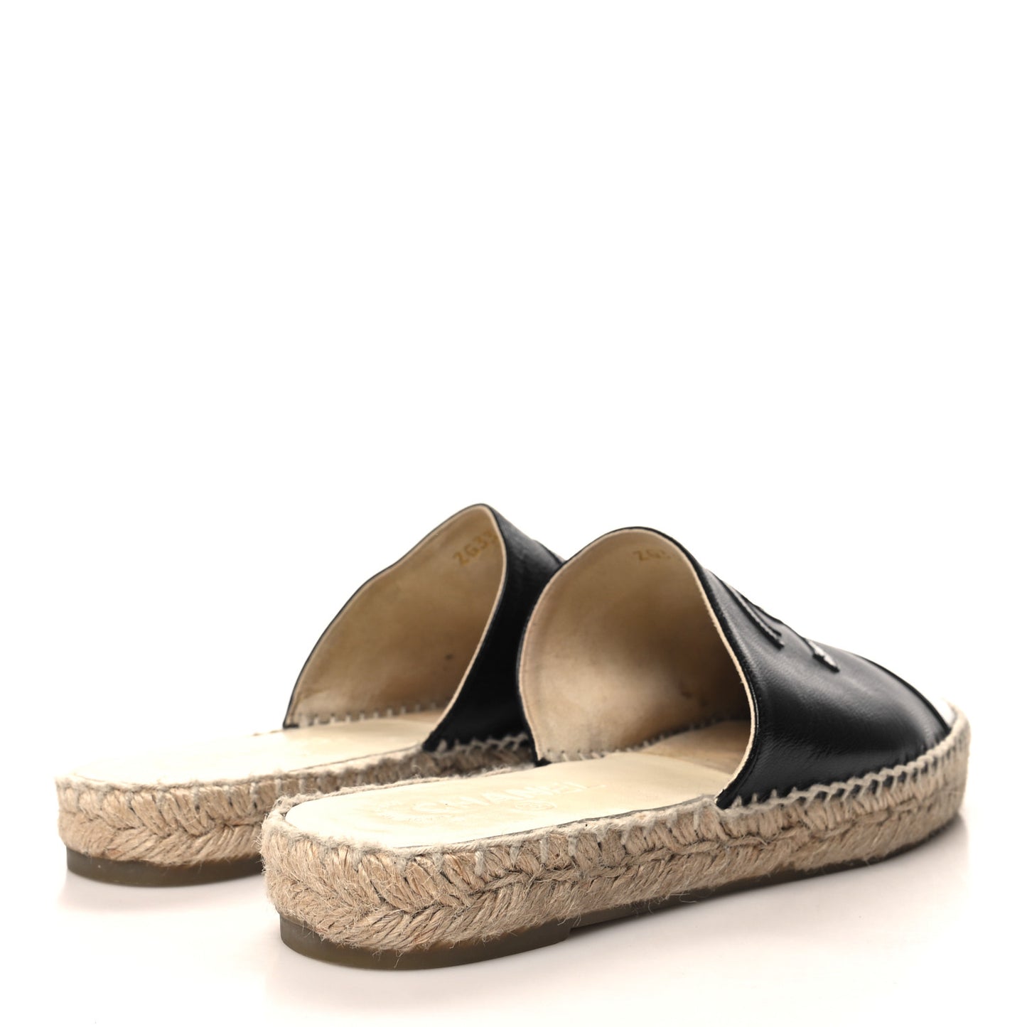 Goatskin Patent CC Espadrille Mules 40 Black