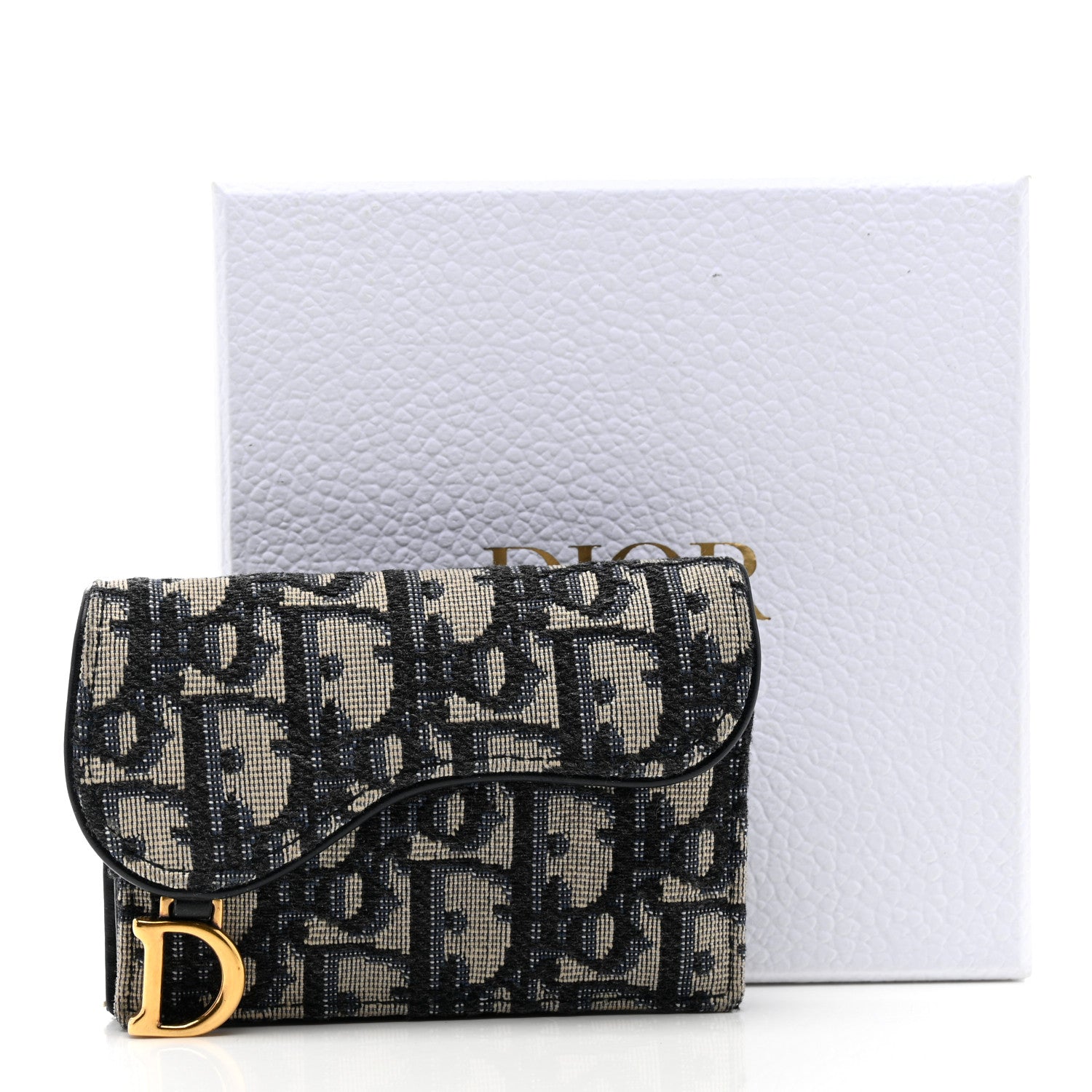 Christian Dior Oblique Saddle Card Holder Blue 9 of 9