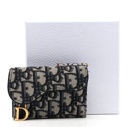 Christian Dior Oblique Saddle Card Holder Blue 9 of 9