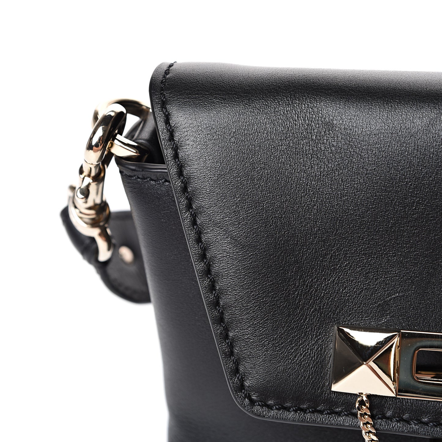 Vitello Small Rockstud Demilune Crossbody Bag Black