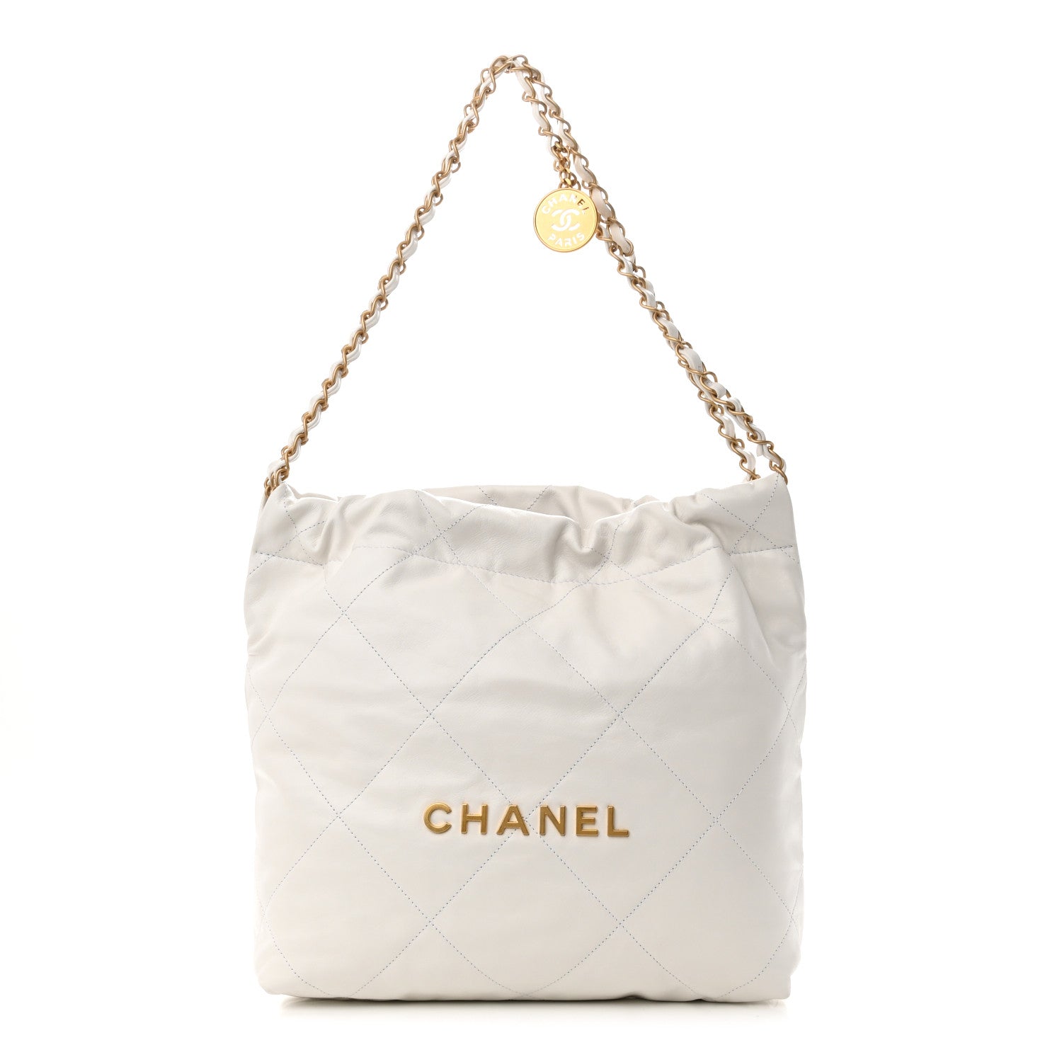 Chanel Shiny Calfskin Quilted Small Chanel 22 White 3 of 11