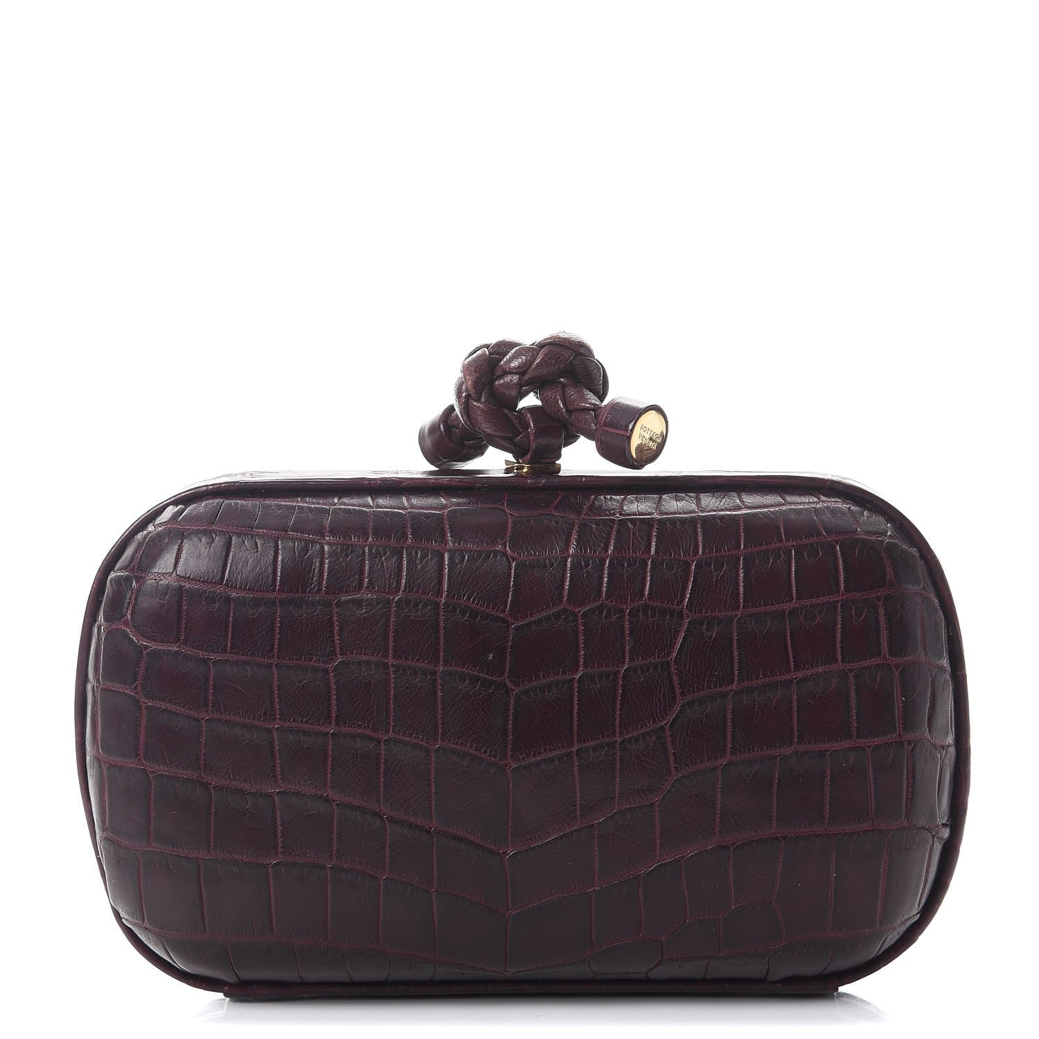 Bottega Veneta Crocodile Knot Clutch Aubergine 1 of 6
