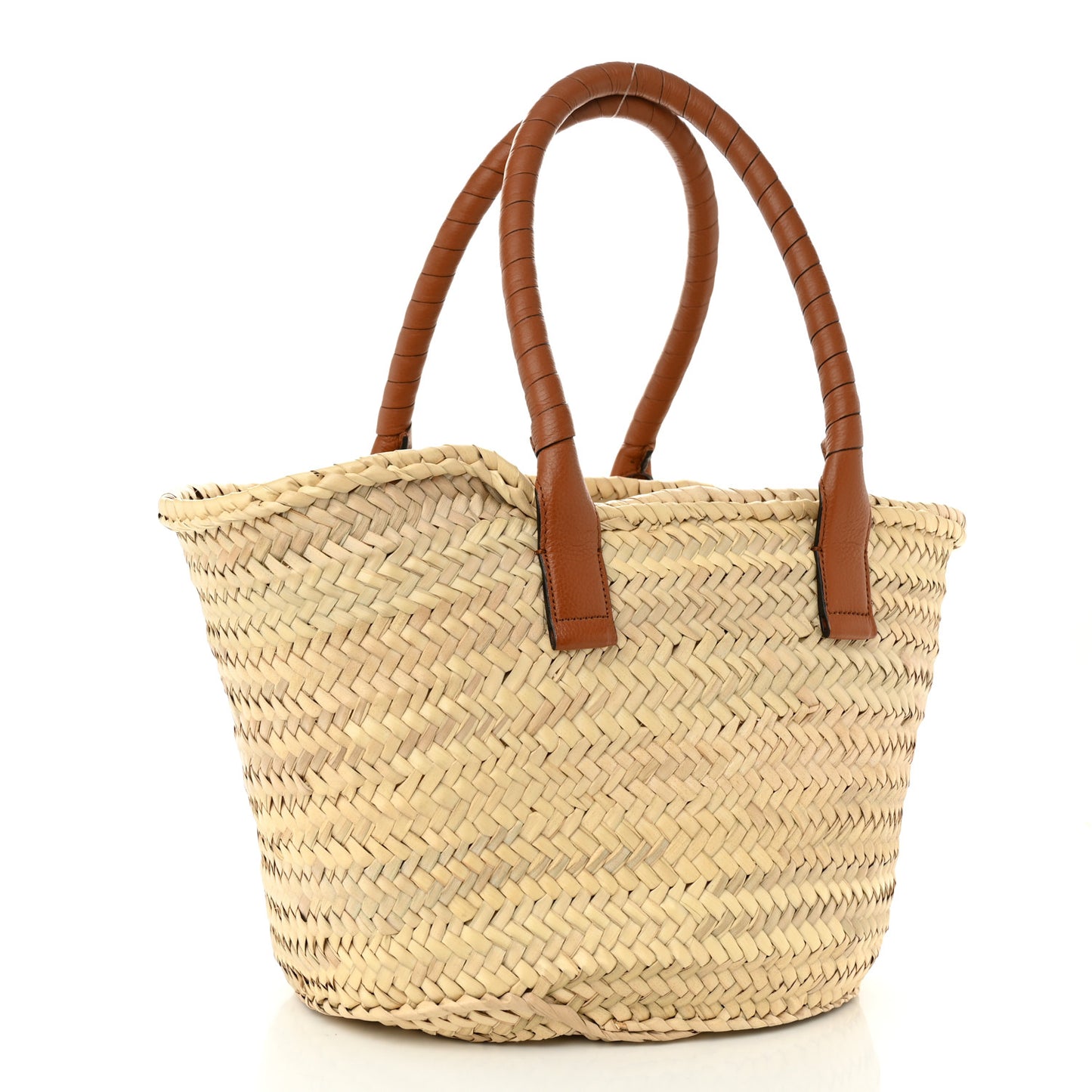 Raffia Small Grain Calfskin Medium Marcie Basket Tan