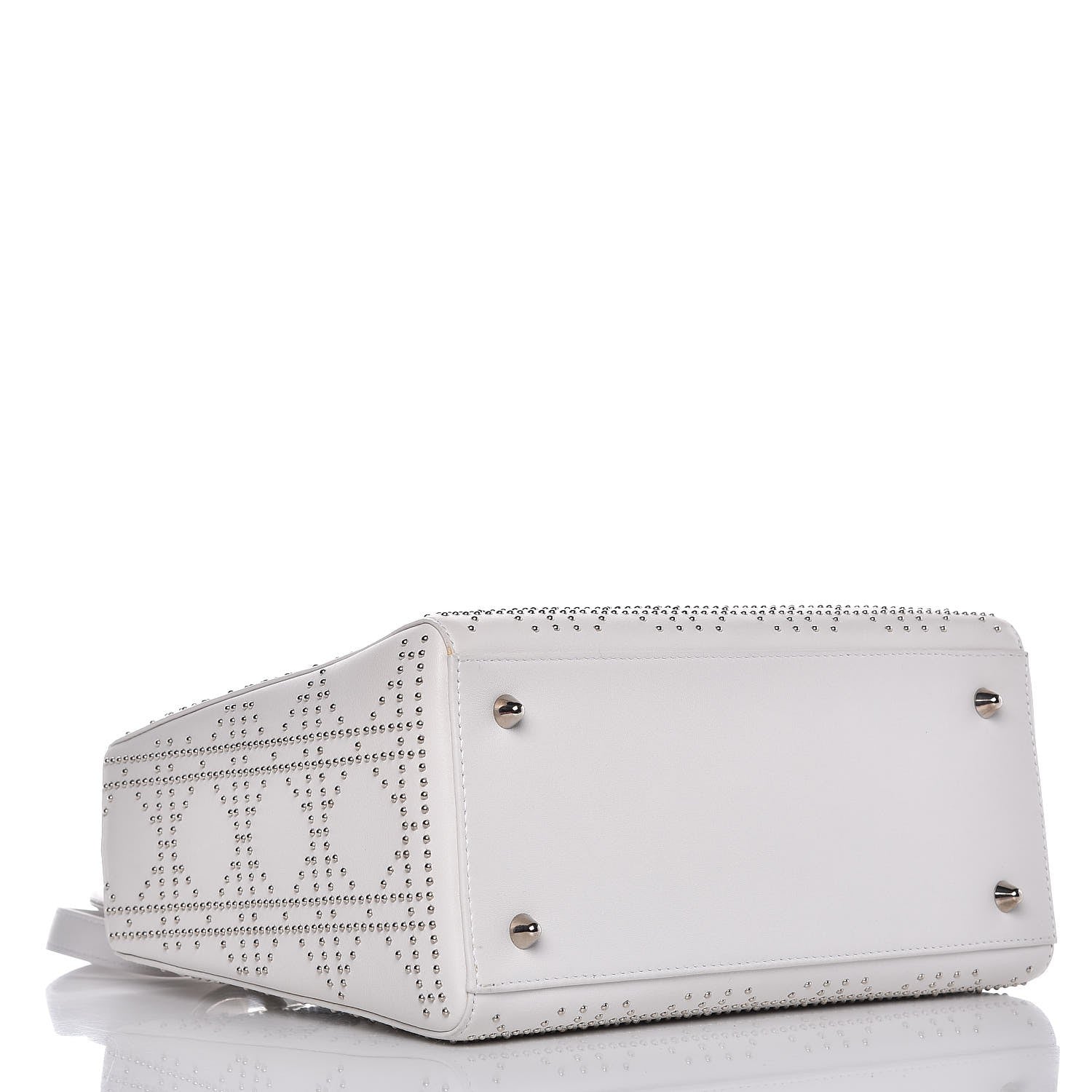 Christian Dior Lambskin Studded Cannage Medium Lady Dior White 4 of 8