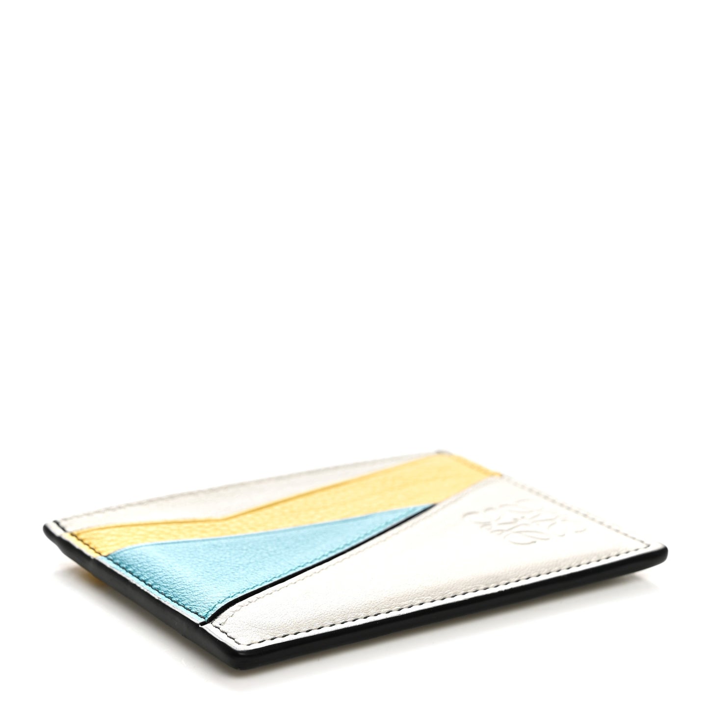Calfskin Puzzle Colorblock Card Holder Multicolor