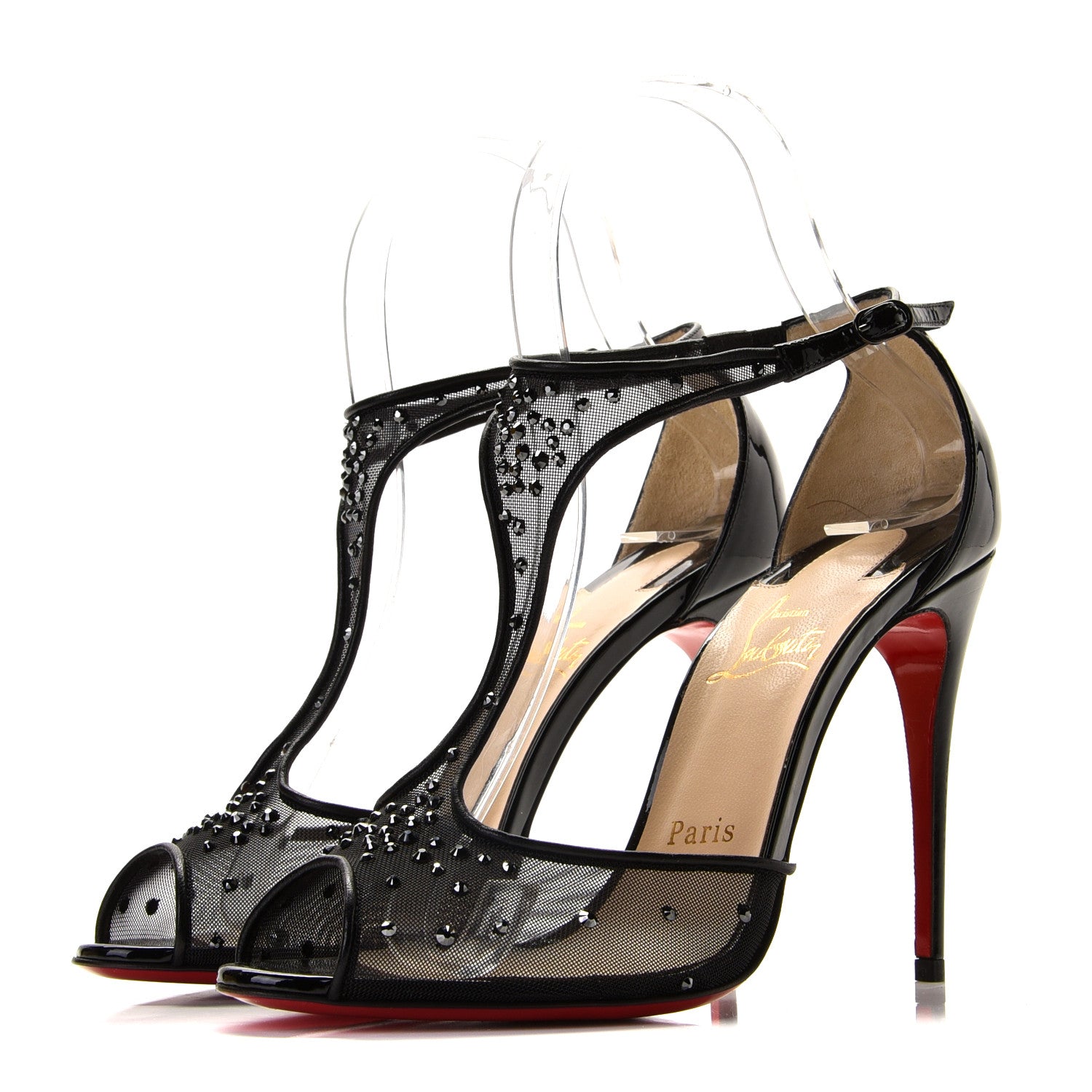 Christian Louboutin Mesh Embellished Patinana 100 Sandals 37 Black 2 of 10