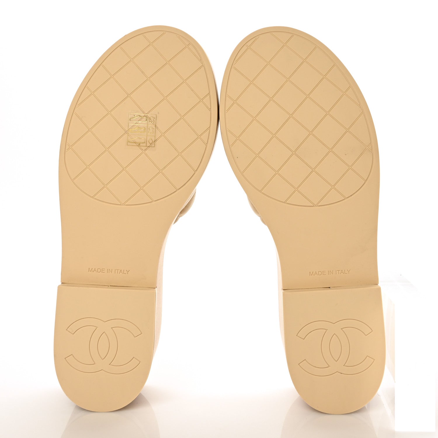 Chanel Lambskin Quilted CC Slip On Platform Sandals 39 Beige 5 of 9