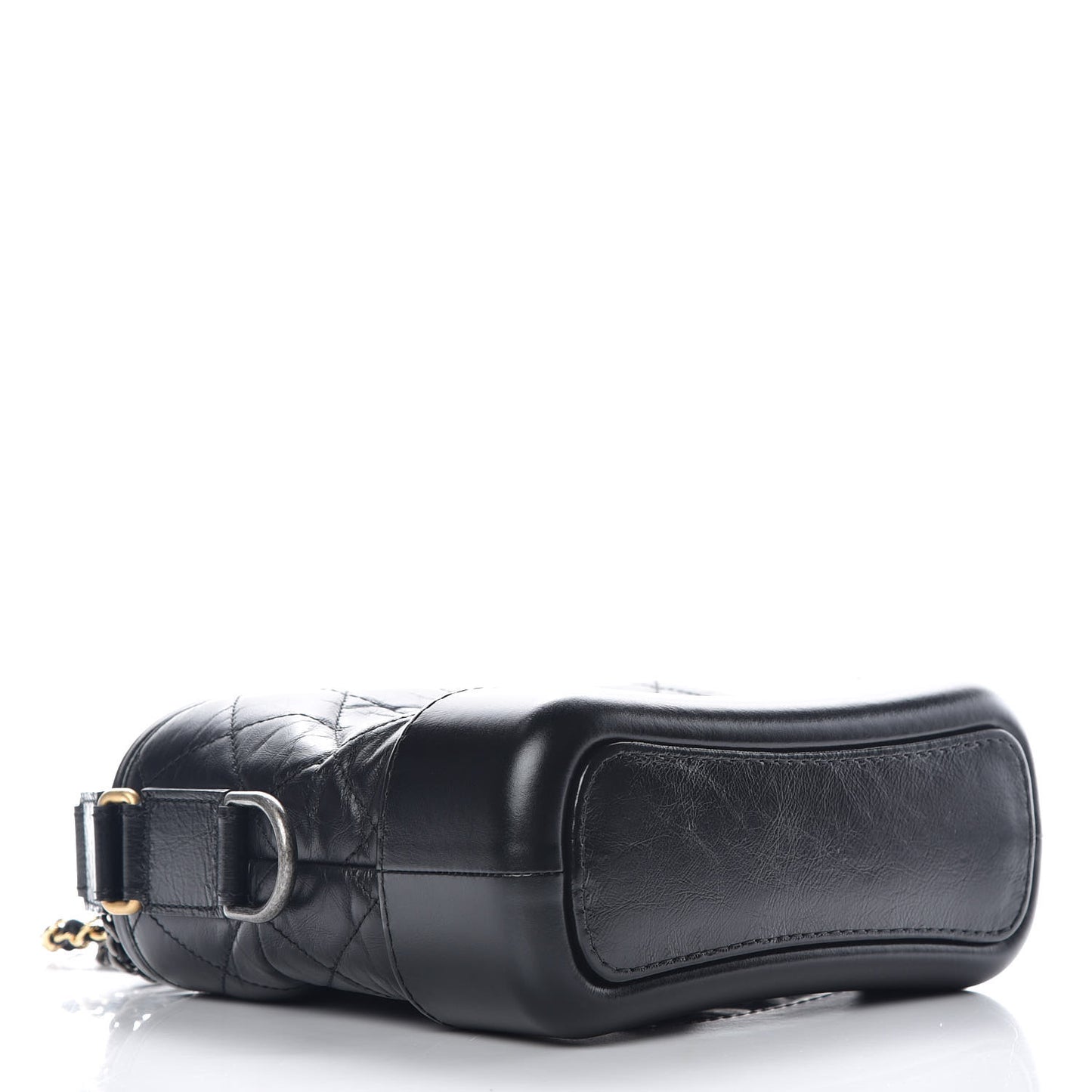 Aged Calfskin Quilted Small Gabrielle Hobo Black