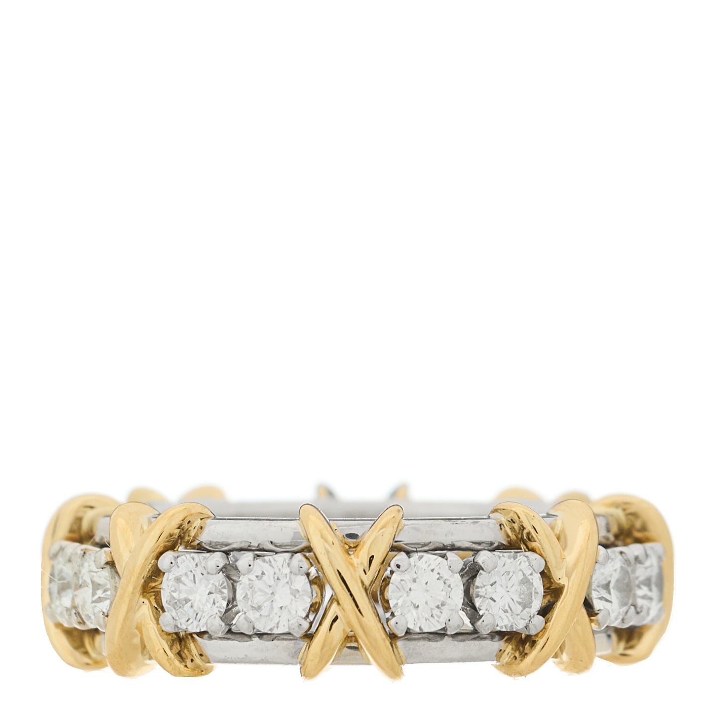 Platinum 18K Yellow Gold Diamond Schlumberger Sixteen Stone Ring 52 6