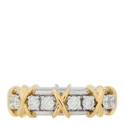 Tiffany Platinum 18K Yellow Gold Diamond Schlumberger Sixteen Stone Ring 52 6 1 of 6